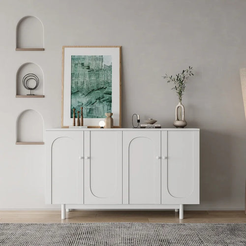 Meuble de rangement 4 portes Intaglio avec pieds en pin