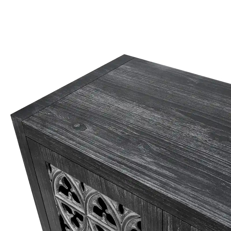 Meuble Ancien Quatre Portes Évidées, Convient pour le Salon, Meuble TV, Cuisine (Noir Antique)
