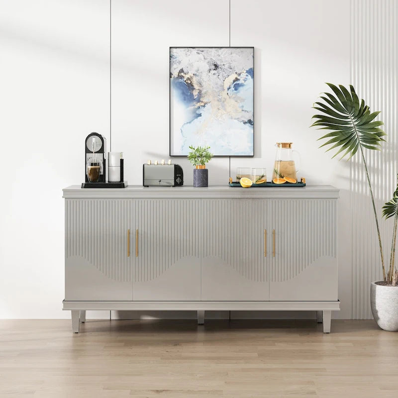 Armoire de rangement à 4 portes avec étagères réglables