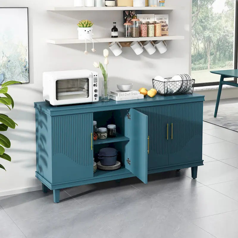 Armoire de rangement à 4 portes avec étagères réglables