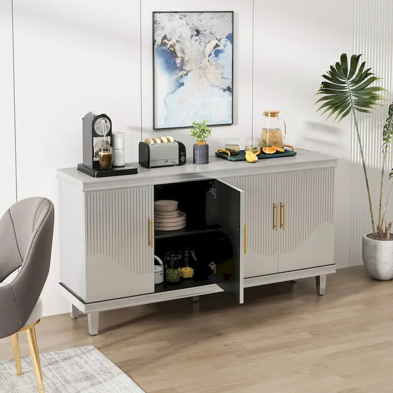 Armoire de rangement à 4 portes avec étagères réglables