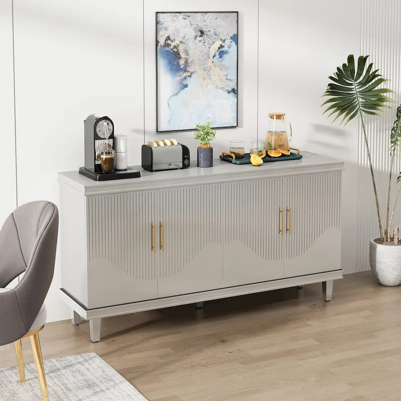 Armoire de rangement à 4 portes avec étagères réglables