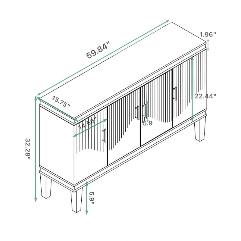 Armoire de rangement à 4 portes avec étagères réglables