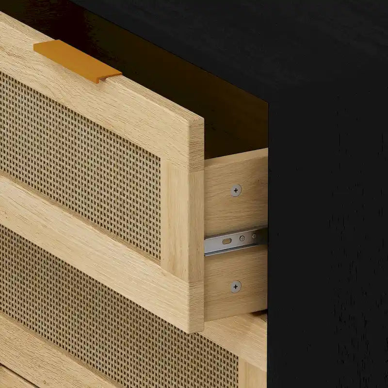 Commode à 3 tiroirs en rotin pour chambre, salon et salle à manger