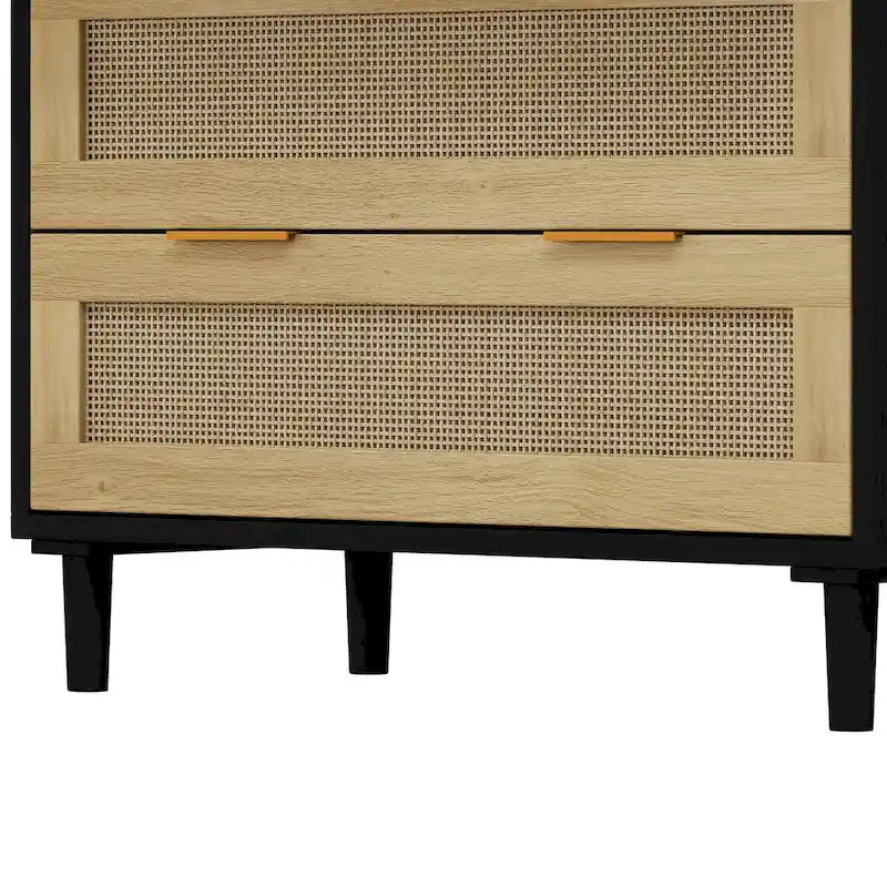 Commode à 3 tiroirs en rotin pour chambre, salon et salle à manger