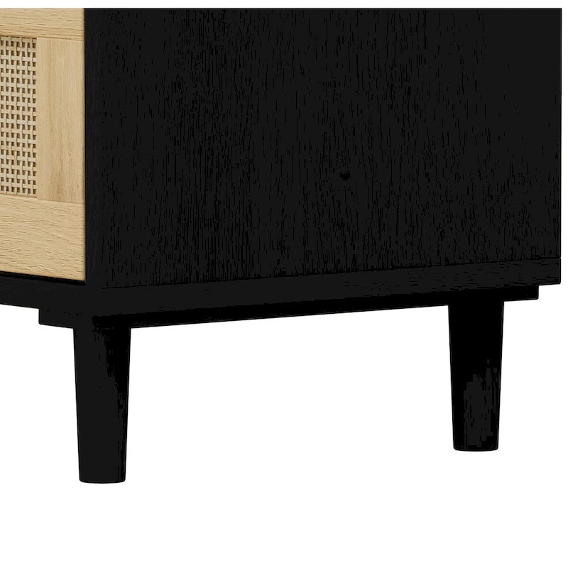 Commode à 3 tiroirs en rotin pour chambre, salon et salle à manger