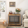 Table d'appoint cage pour chien de style mobilier sur roulettes avec doubles portes et plateau relevable
