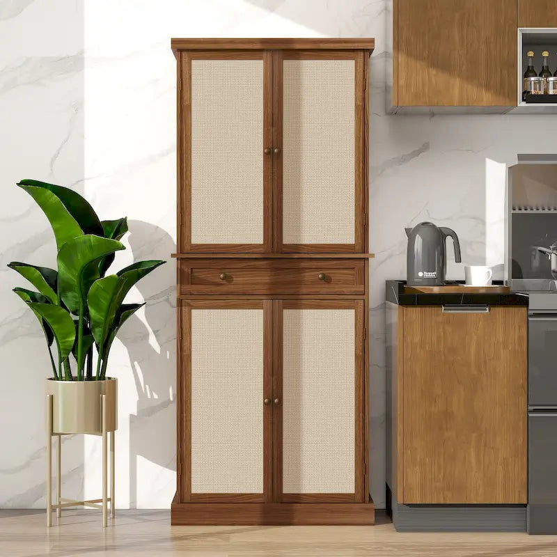 Meuble bas 4 portes avec 1 tiroir et 4 étagères réglables