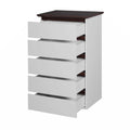 Commode 5 tiroirs avec plateau couleur bois, petite commode pour chambre d'enfant, salon