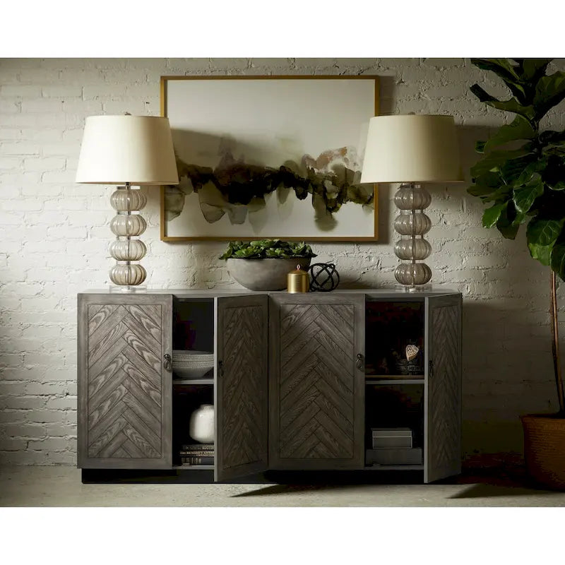 Console 4 portes géométrique gris rustique