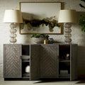 Console 4 portes géométrique gris rustique