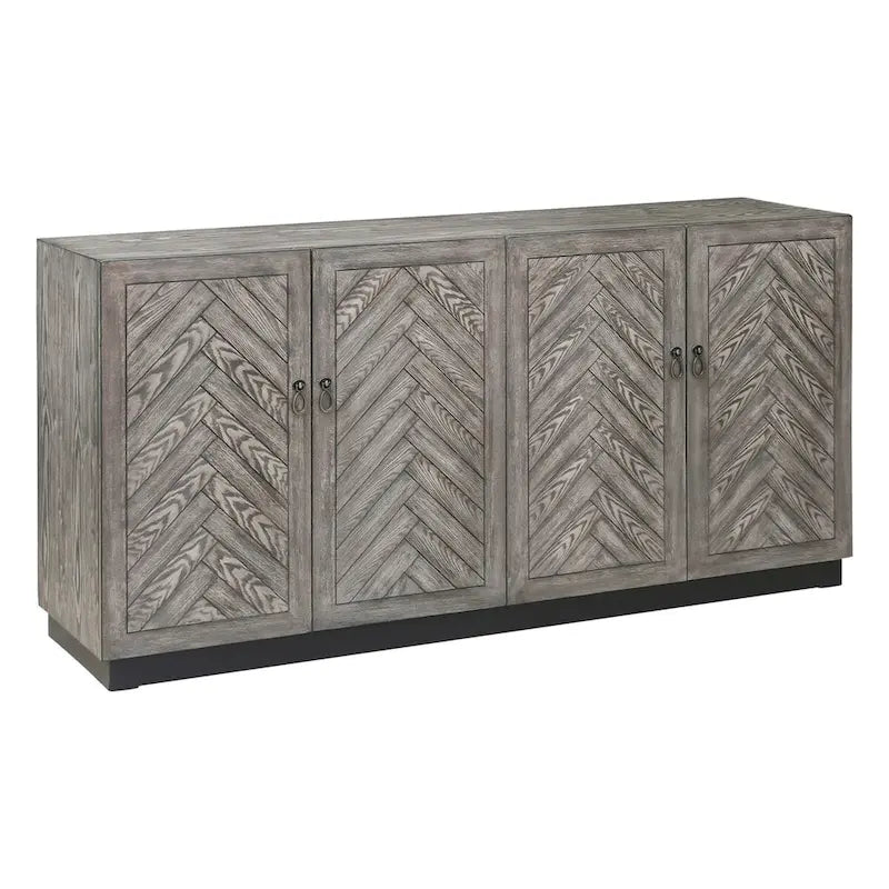 Console 4 portes géométrique gris rustique