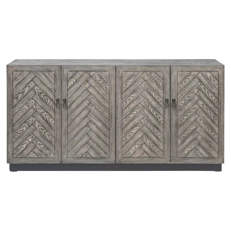 Console 4 portes géométrique gris rustique