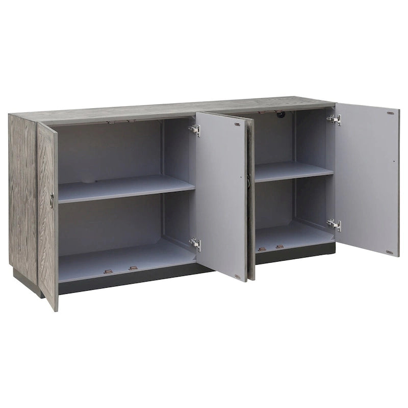 Console 4 portes géométrique gris rustique