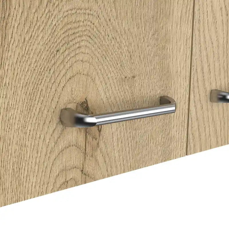 Meuble Haut, Deux Étagères, Double Porte, Fini Blanc / Gris Clair