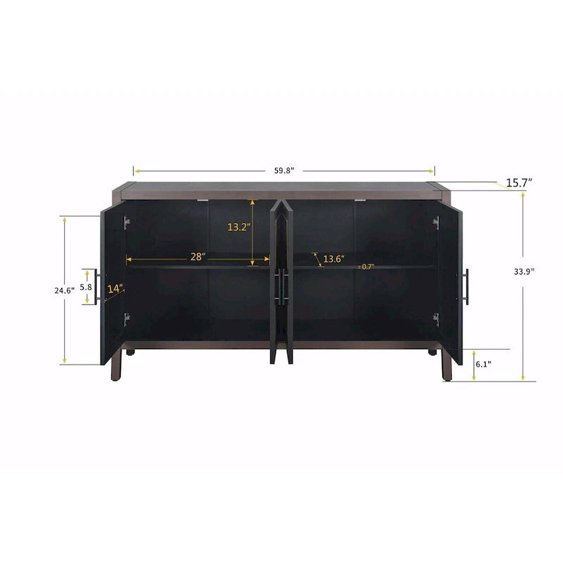 Bahut de rangement en bois à 4 portes