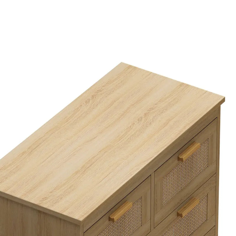 Commode 4 tiroirs en rotin pour Chambre, Salon et Couloir