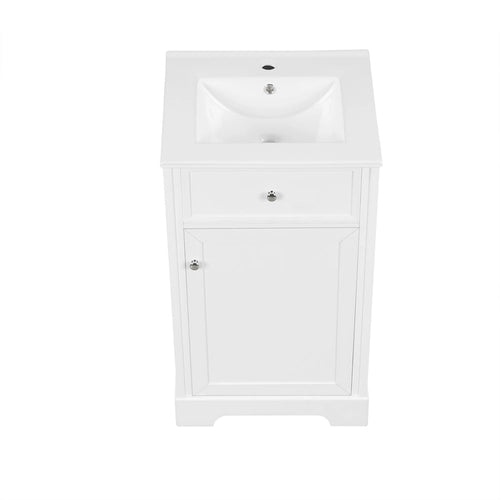 20" Bathroom Vanity with Sink, Soft-Close Cabinet, Storage Rack & Adjustable Shelf – White