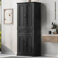 Bathroom Storage Cabinet with Doors and Drawer, Multiple Storage Space, Adjustable Shelf, Black