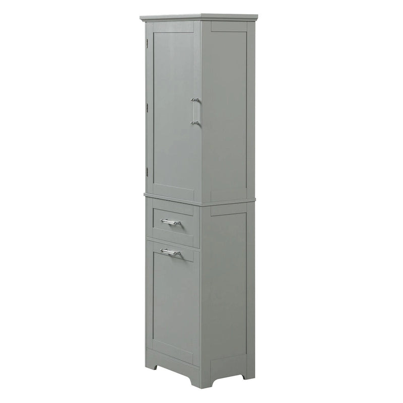 Meuble Colonne de Rangement pour Salle de Bain, Autoportant avec Deux Tiroirs et Étagère Réglable, en Panneau MDF