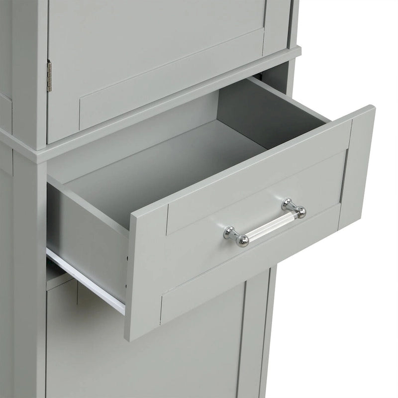 Meuble Colonne de Rangement pour Salle de Bain, Autoportant avec Deux Tiroirs et Étagère Réglable, en Panneau MDF