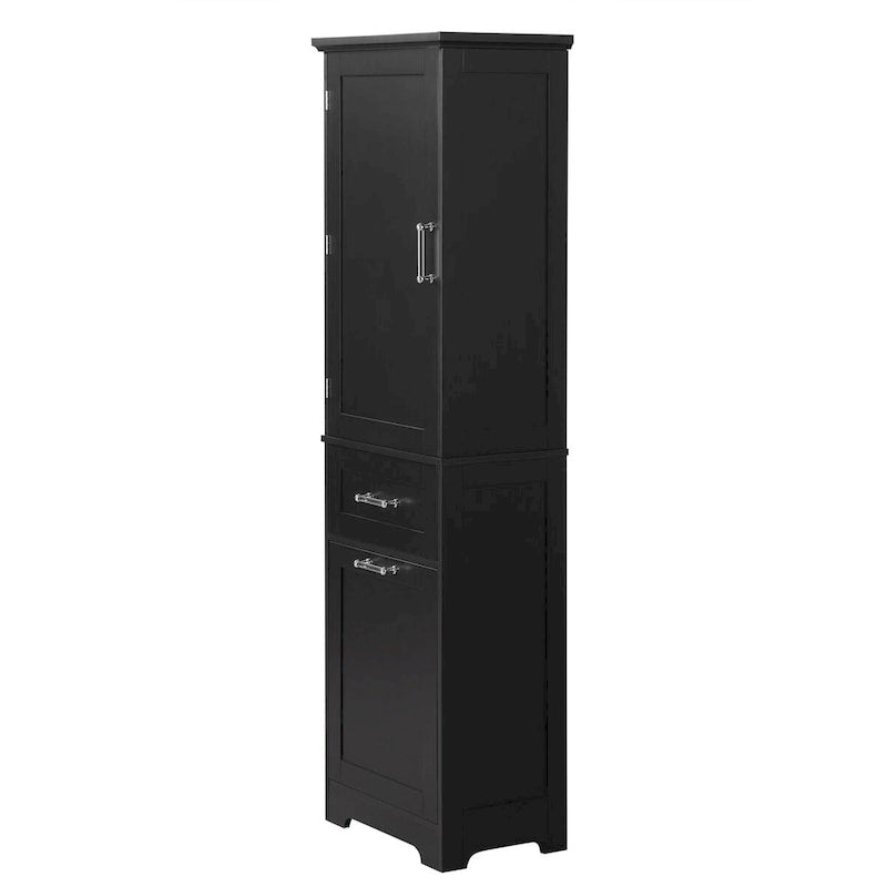 Meuble Colonne de Rangement pour Salle de Bain, Autoportant avec Deux Tiroirs et Étagère Réglable, en Panneau MDF