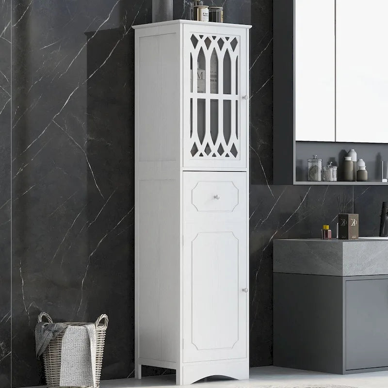 Meuble de salle de bain en bois à 2 portes avec étagères réglables