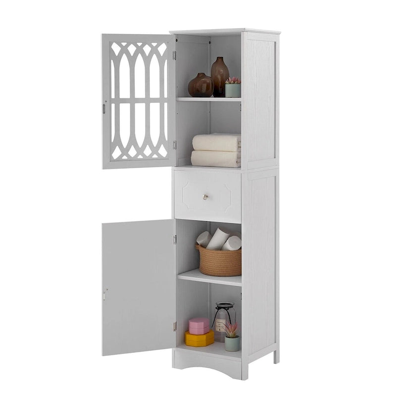 Meuble de salle de bain en bois à 2 portes avec étagères réglables