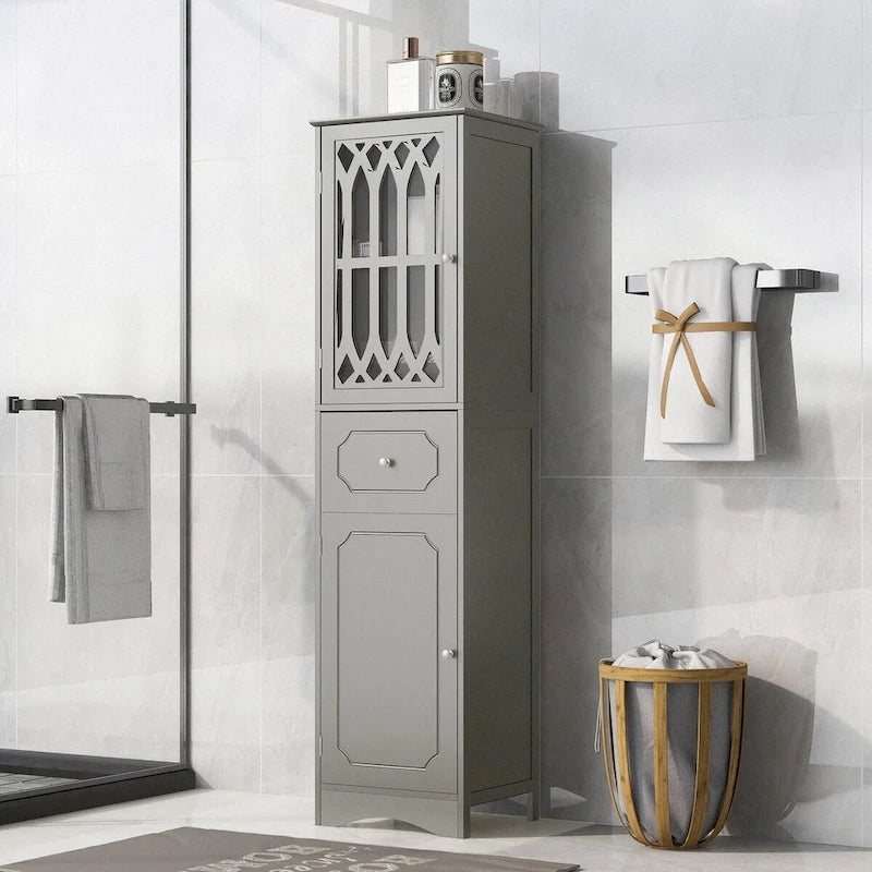 Meuble de salle de bain en bois à 2 portes avec étagères réglables