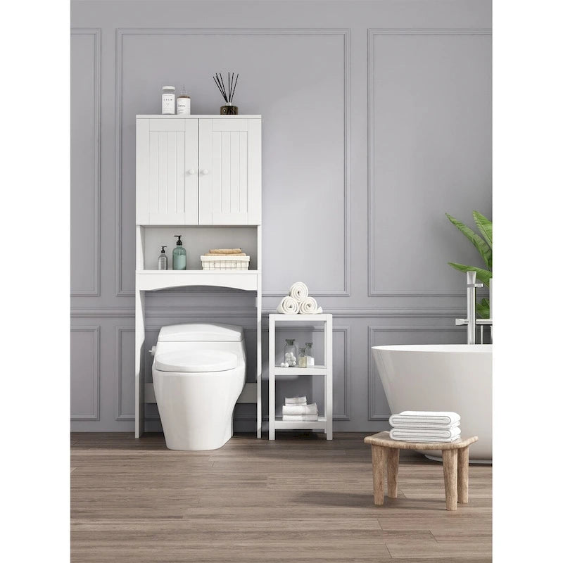 Meuble de rangement de salle de bain au-dessus des toilettes, blanc