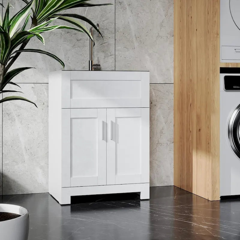 24-Inch Laundry Utility Sink Cabinet with Stainless Steel Faucet