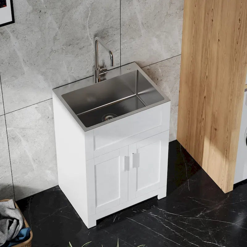 24-Inch Laundry Utility Sink Cabinet with Stainless Steel Faucet