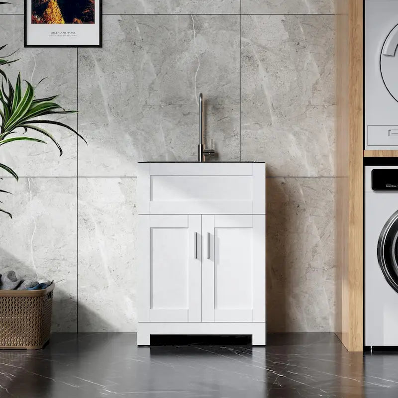 24-Inch Laundry Utility Sink Cabinet with Stainless Steel Faucet