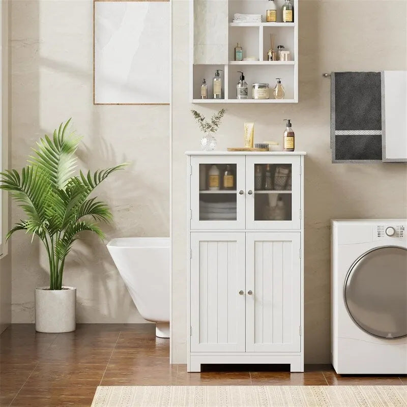 Meuble de rangement avec étagères réglables et portes vitrées – 30P x 60L x 108,5H