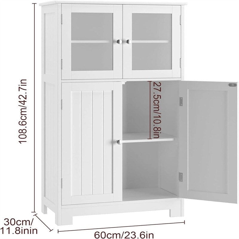 Meuble de rangement avec étagères réglables et portes vitrées – 30P x 60L x 108,5H
