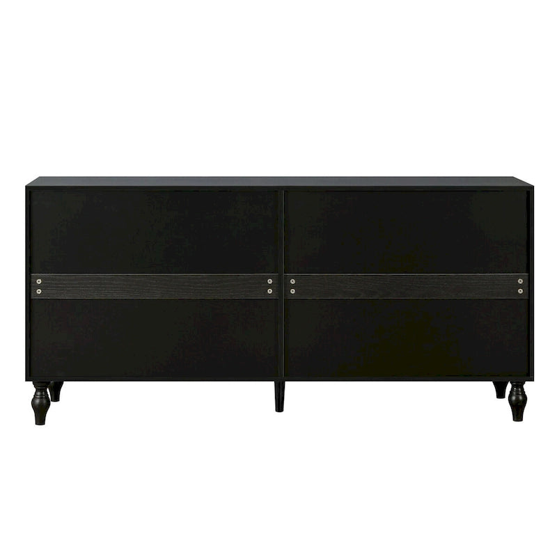 Buffet vintage blanc avec portes sculptées à facettes